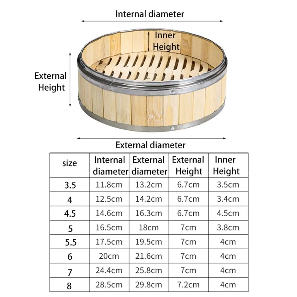 Steel Handle Bao Buns Chinese Steam Basket Kitchen Gadget Bamboo Lid Steamer Basket Bamboo Steamer Steam Cooker Food Steamer