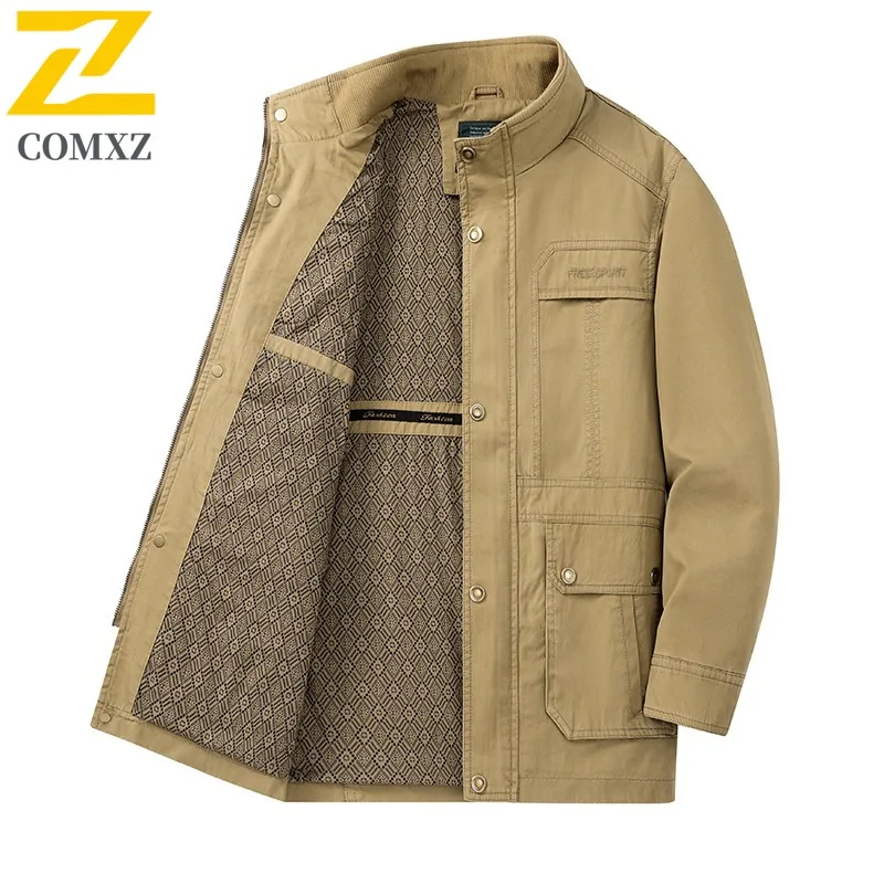 

COMXZ Men MA1 Bomber Jacket Spring Autumn Waterproof Windproof Baseball American Style Flight Coat Vintage Military Outerwear