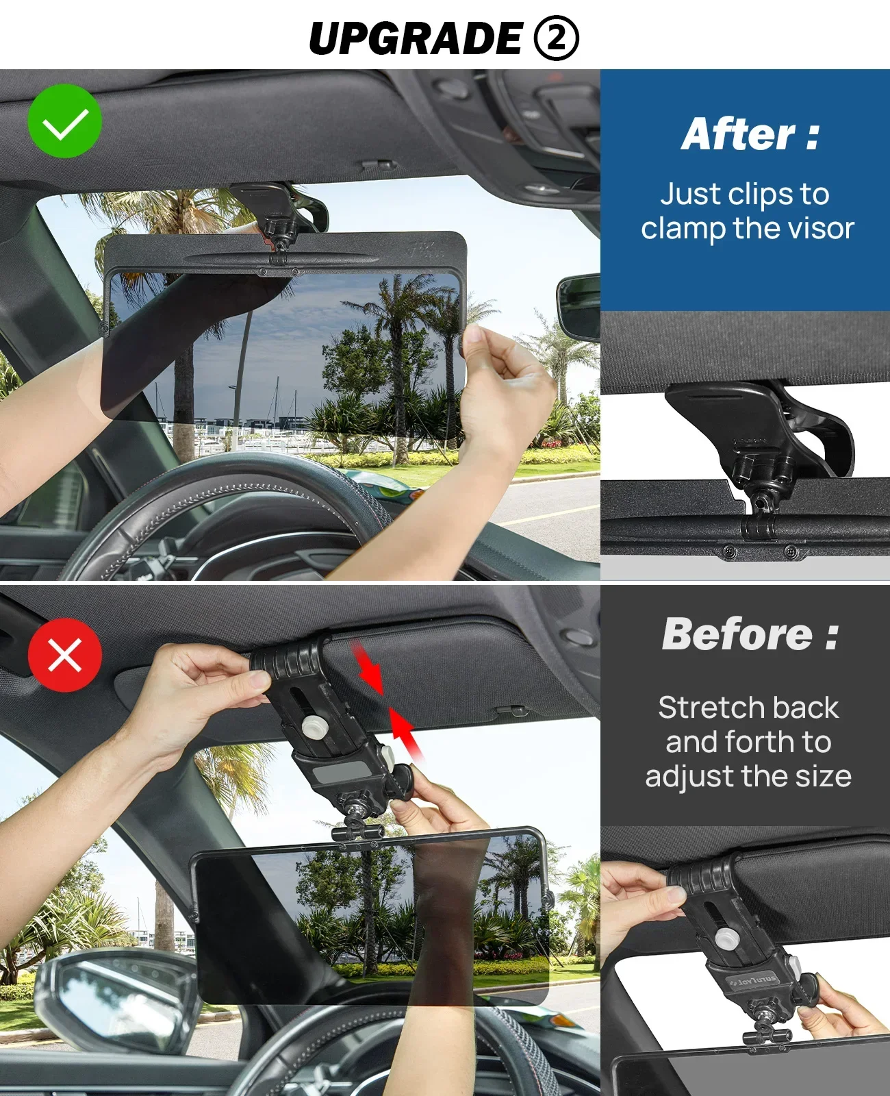 Universal Car Sun Visor Rotatable Adjustable Anti-Dazzle Anti-UV Polarized Sunshade Plate Clear Vision SUVs Trucks Accessories