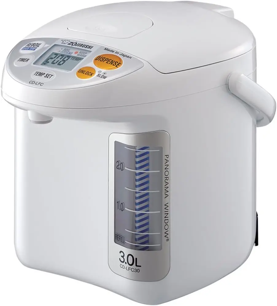 Panorama Window Micom Water Boiler and Warmer, 101 oz/3.0 L, White & NS-ZCC10 Neuro Fuzzy Rice Cooker, 5.5-Cup, White