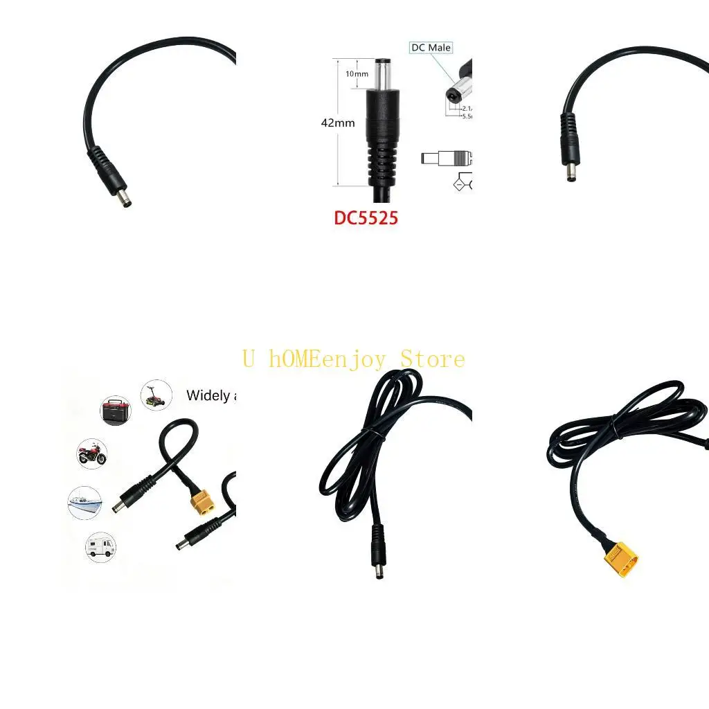 B0KF Prepared Battery Cable with Thick Wire and Molded Strain Relief for Equipment Connection and Everyday Routing Needs