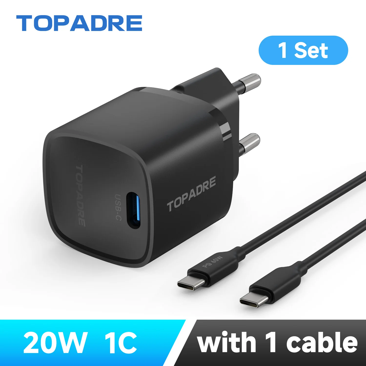 20W Quick Charge QC 3.0 PD USB Typ C Schnellladegerät für iPhone 17/16/5, Xiaomi Samsung Phone PD Ladegerät