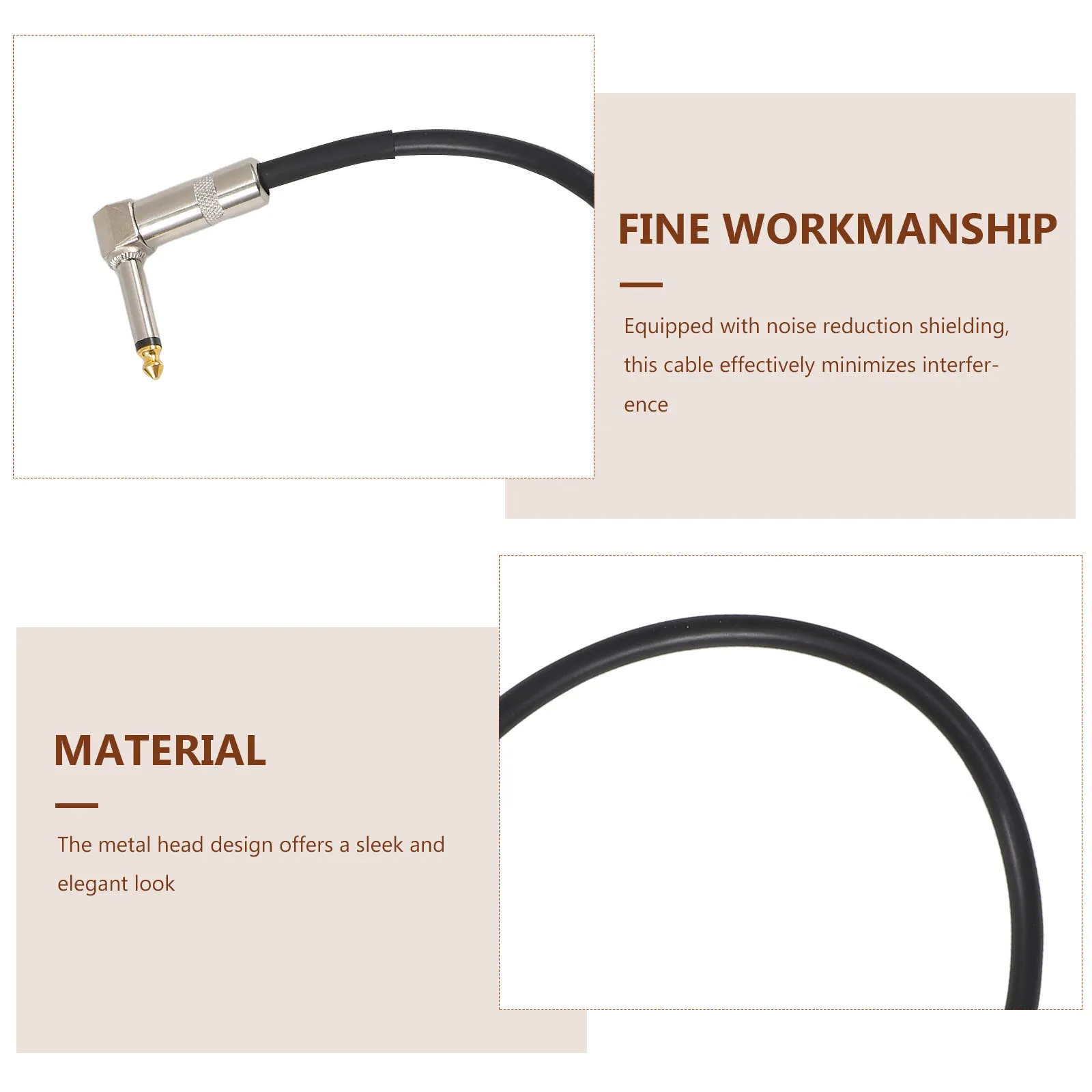Black Guitar Cable Noise Reduction Shielded Cord Robust Wire for Electric Bass Guitar Pedal Effect Amplifier Connection view 2