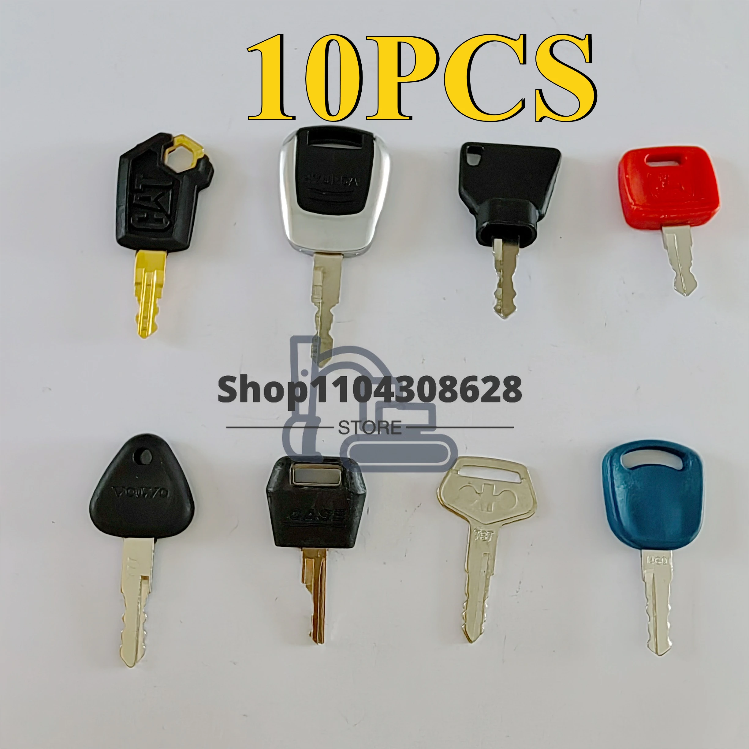 

8 PCS KEYS Heavy Equipment Construction Ignition Key Fit For John Deere Komatsu CAT JCB Case Newhollad Hyundai Volvo