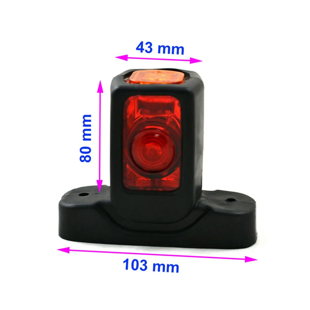 2PCS Truck Trailer Outline Clearance Indicator Light LED 3-sided Side Light Car Side Marker Lamp 12V 24V Taillight for Lorry