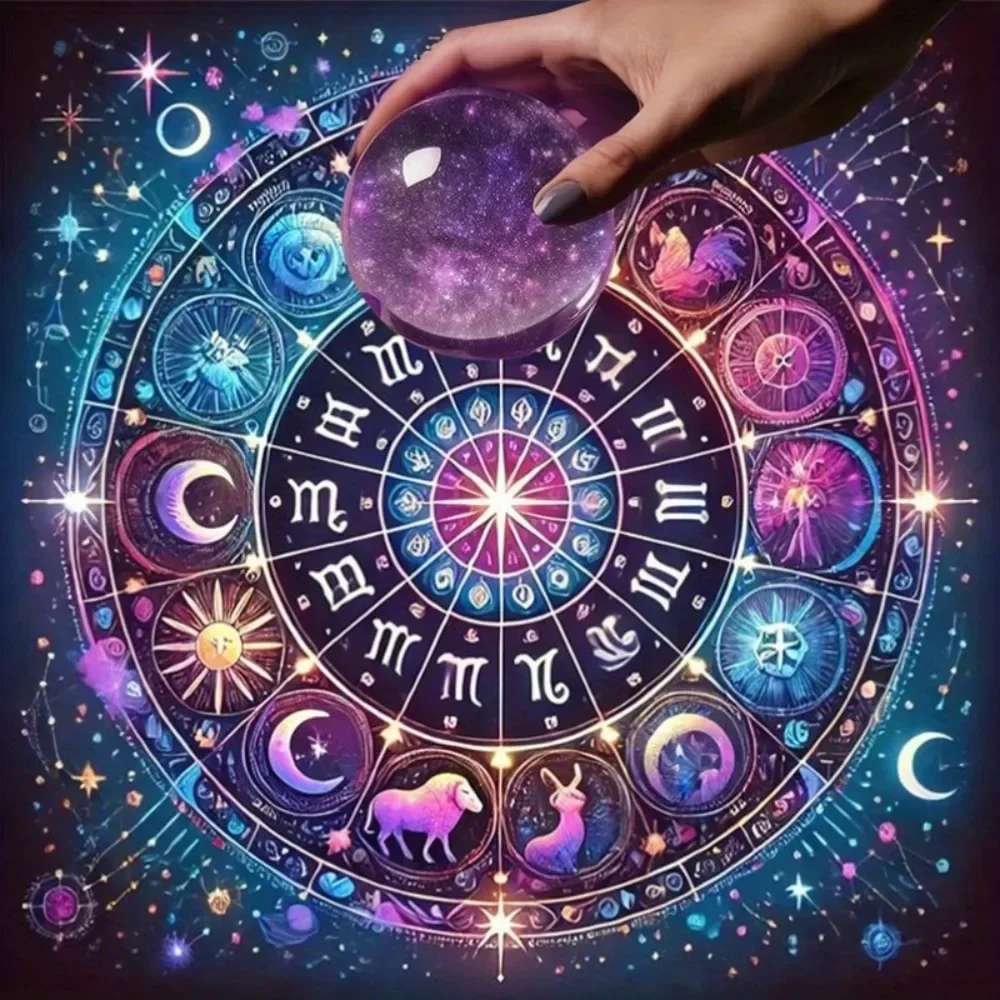 Constellation Tarot Altar Cloth Multiple Sizes Hd Sublimation Print 12 Zodiac Star Astrology Wheel 100 Polyester Machine Wash