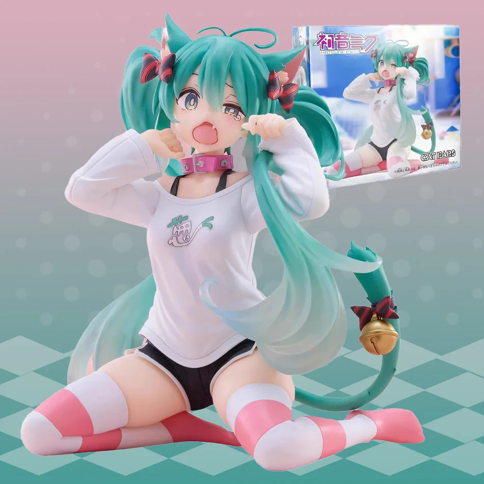 12CM Kawaii Anime Cat Ears Pajamas Action Figure Sitting Posture PVC Model Toy Doll Decor Collectible Gift