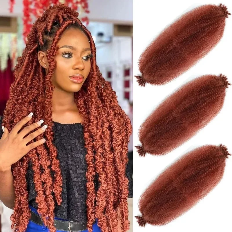 Extensiones de trenzas de ganchillo para mujer, pelo Afro elástico, preestirado, preenrollado, primavera, mechones suaves de imitación