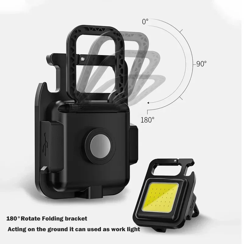 KDULIT Mini LED Keychain Flashlight COB Night Light Portable USB Charging Camping Lamps for Work Outdoor Hiking Fishing Lighting