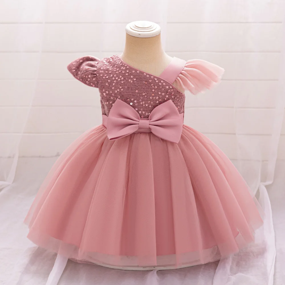 Newborn Fisrt 1st Birthday Tutu Dress For Baby Girl Clothes Sequin Princess Dress Girls Dresses Lace Baptism Party Gown 0-2 Year