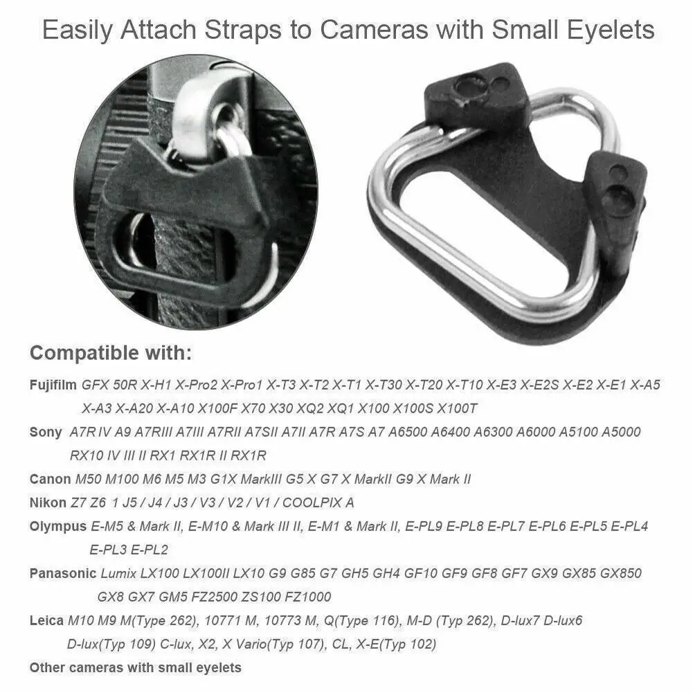 2pcs Camera Strap Triangle Split Adapter ABS Plastic Cap  100% Steel Fits Straps Revents Scratches Save For Cameras