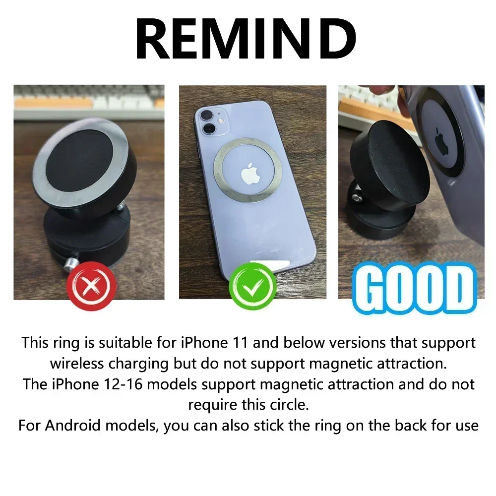 

Vacuum Magnetic Phone Mount: Adjustable, Hands-Free Holder for Party/Car/Gym/Mirror & Smooth Surfaces (Secure Suction)