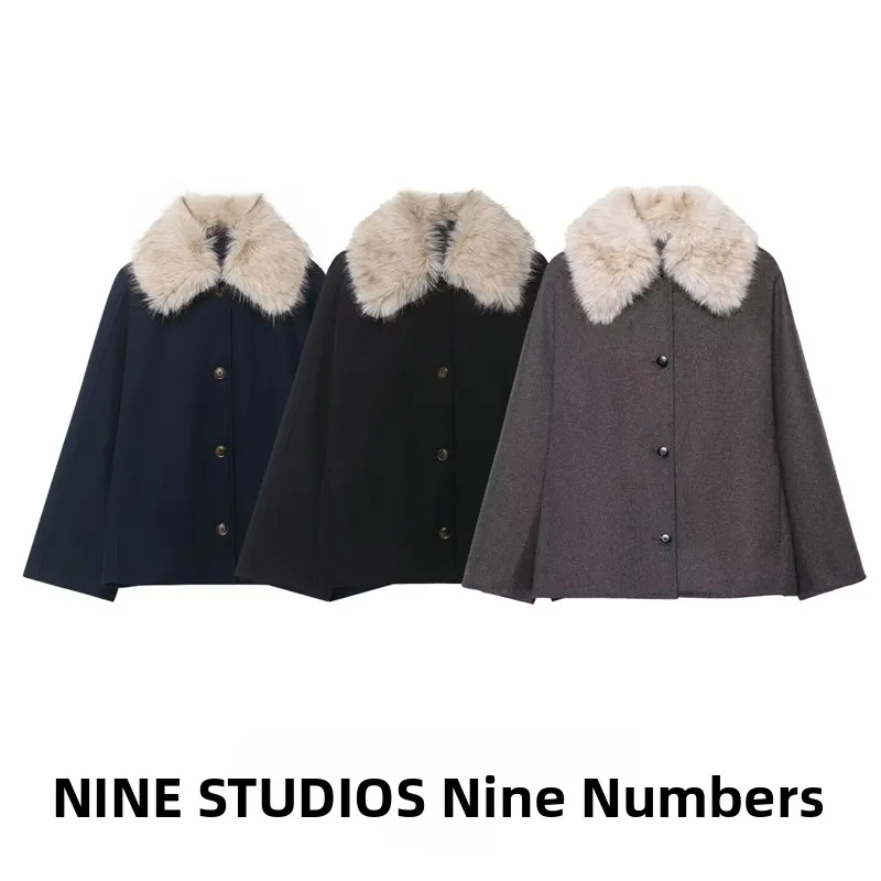 Luźna damska kurtka z kołnierzem, imitacja futra, wygodna odzież wierzchnia, kolekcja letnia 2025.