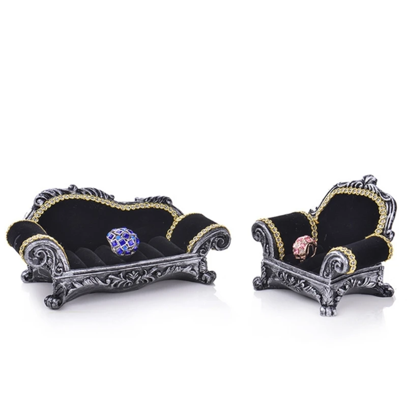 Sofa Shaped Jewelry Cases Jewelry Small Rings Oraganizer Multi-Slot Rings Storage Box for Women and Men Jewelry Gift