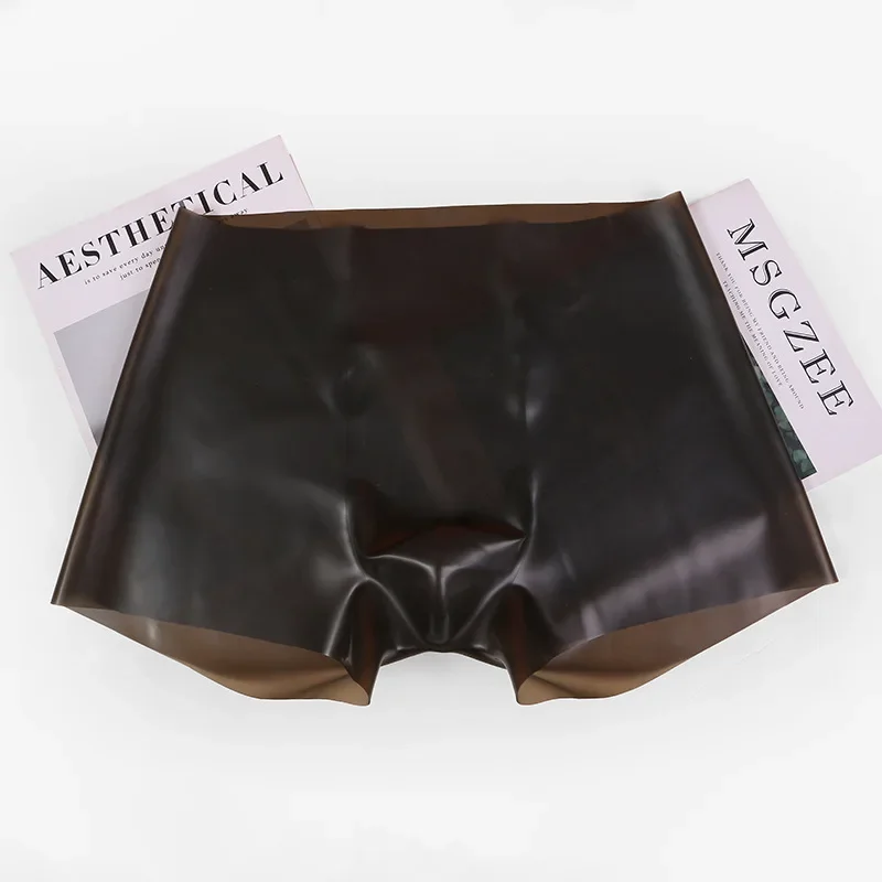 

Waist 65-115cm Men Latex Boxer Tight Underwear Rubber Triangle Pants Comfortable Elastic Tight Plus Size Men's Thongs Swimwear