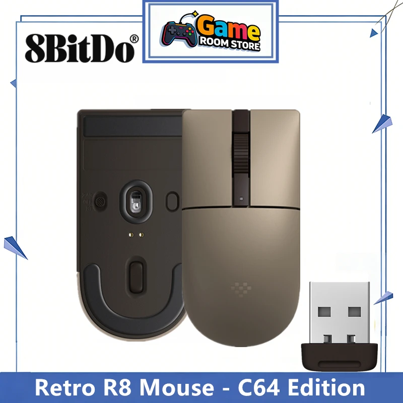8BitDo Retro R8 Mouse - C64 Edition Connectivity Bluetooth LE5.3 Wireless 2.4G Gaming Mouse Gaming Accessories