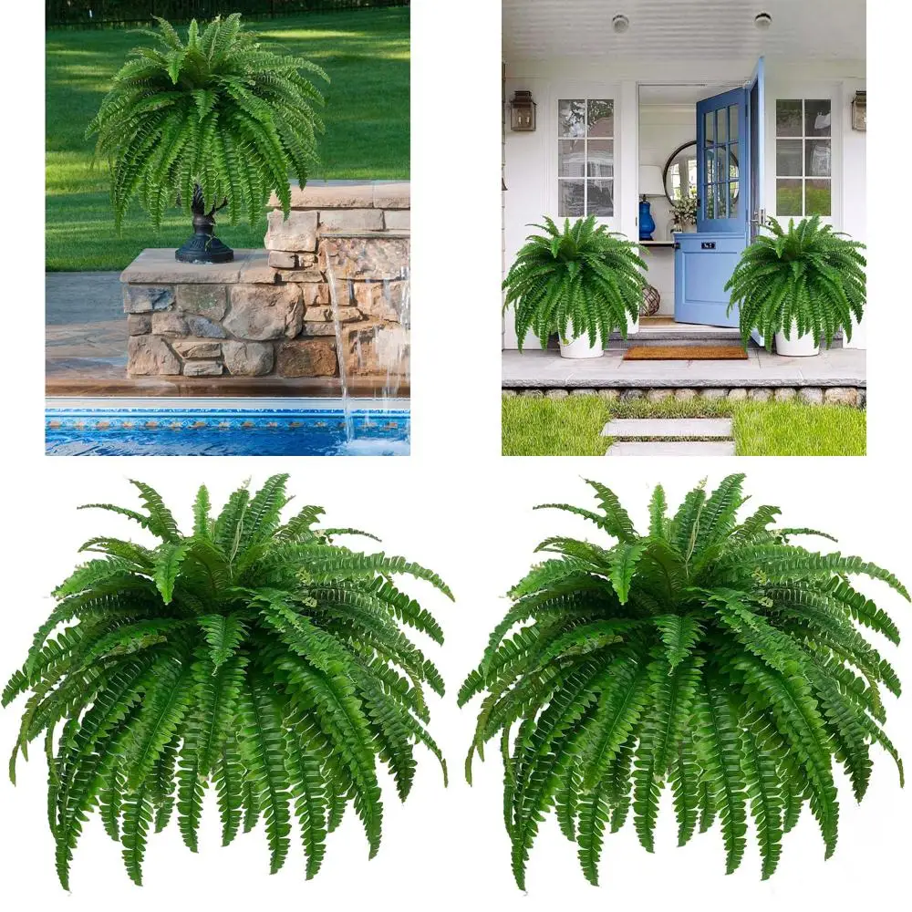 

88-Branch Large Artificial Boston Ferns, 48-Inch Tall, Indoor/Outdoor Decorative Faux Ferns for Home and Office