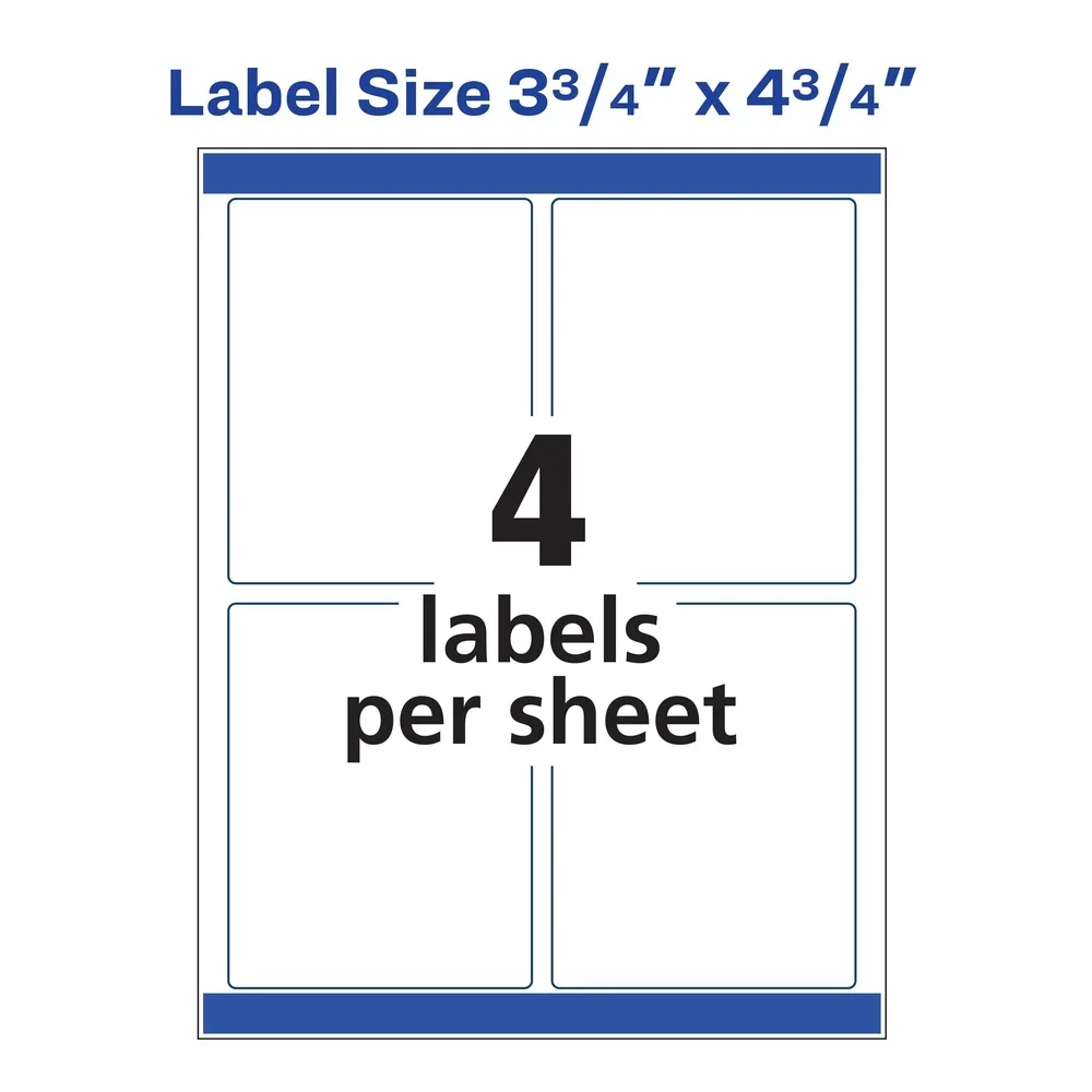 Customizable Shipping Labels 3-3/4 x 4-3/4 100 Pack Permanent Adhesive Full-Bleed Print High-Quality Color Laser Printer