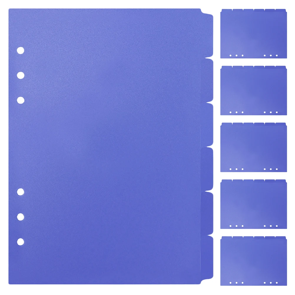 الأزرق A5 6 قطعة فواصل الموثق البلاستيكية مع علامات التبويب العمودية للمخطط اليومي دفتر الملاحظات الميزانية المنظم خطط حامل الورق