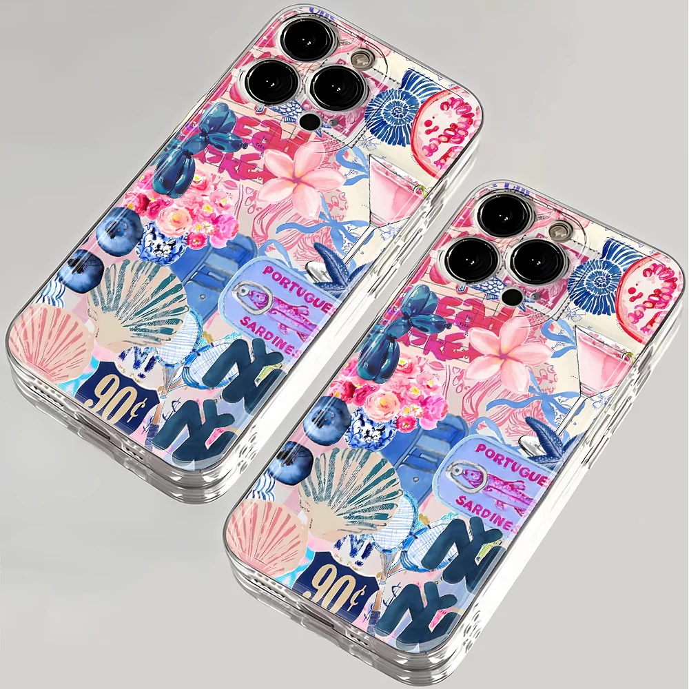 

Pink Patterned Shells Phone Case For vivo Y31 Y400 Y04 V50 Y29 Y19S Y03 Y28 V60 V30E V40 Y27 Y36 Y100 Y17S V29E V27E Lite 4G 5G