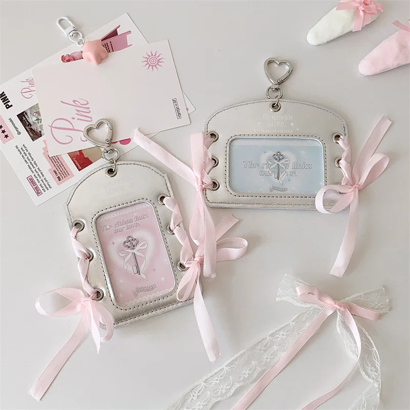 Kpop 3 Inch Card Holder Small Card Photo Card Holder Card Holder Album Lomo Card Organizer Set Hanging Keychain Card Bag