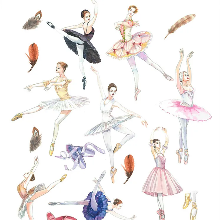 1Pack INS Ballet Girls Sticker DIY Craft Scrapbooking Album Junk Journal Decorative Stickers