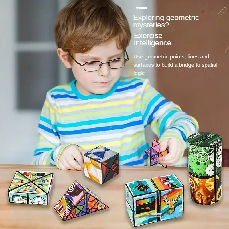 3D Shape Shifting Box Geometric Changeable Magnetic Magic Cube Decompression Hand Flip Puzzle Kids Reliever Fidget Toy