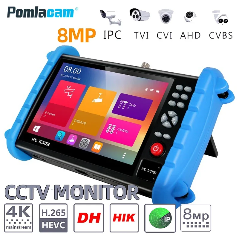 

IPC-XATC 7-дюймовый 5 в 1 HD H.265 4K IP-тестер видеонаблюдения Монитор 8MP 5MP 1080P AHD CVI TVI Аналоговый тестер камеры CVBS RJ45 WIFI ONVIF