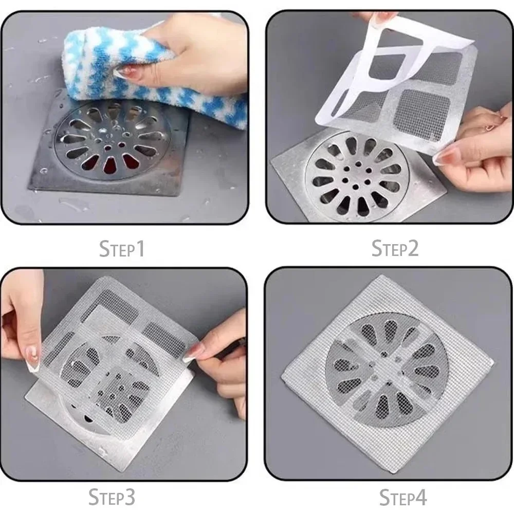 10pcs Disposable Shower Drain Hair Catcher Mesh Shower Drain Covers Floor Sink Strainer Filter Hair Stopper For Bathroom Kitchen