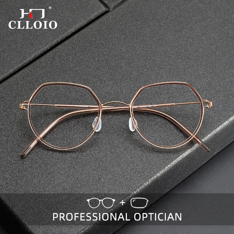 

CLLOIO Handmade Acetate Pure Titanium Polygonal Design Glasses Men Women Reading Glasses Prescription Customization Glasses81053