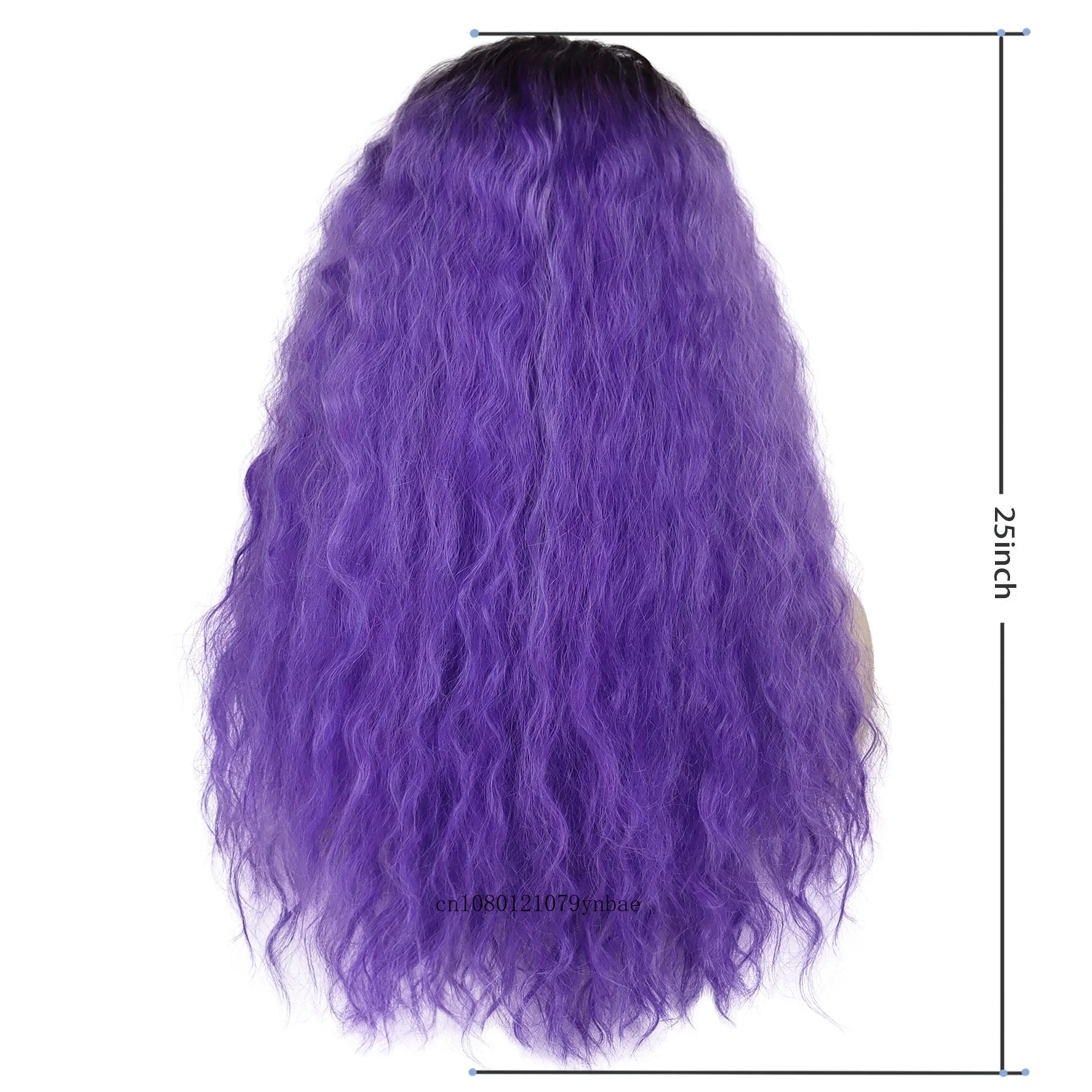 CosplayHalloween Purple Wigs Synthetic Dark Root Long Curly Wavy Wig with Bangs for Women Lady Natural Looking Cosplay Party Cos
