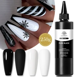 BORN PRETTY 250g Pure Black White Color Gel Nail Polish Semi Permanent Jelly Nude Gel Refilled Package Soak Off UV LED Gel