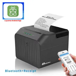 Desktop 58mm Thermal Receipt Printer Bluetooth/USB Bill Ticket POS Printer Support Loyverse Android Windows System Smartphone PC