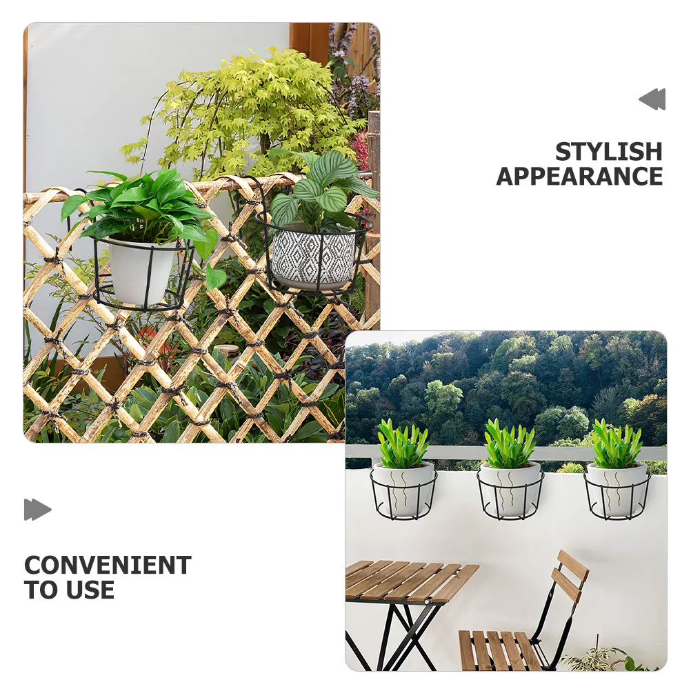 4Pcs Iron Hanging Flowerpot Rack Round Planter Basket for Outdoor Garden Patio Balcony Decorative Plant Holder Display Stand view 3