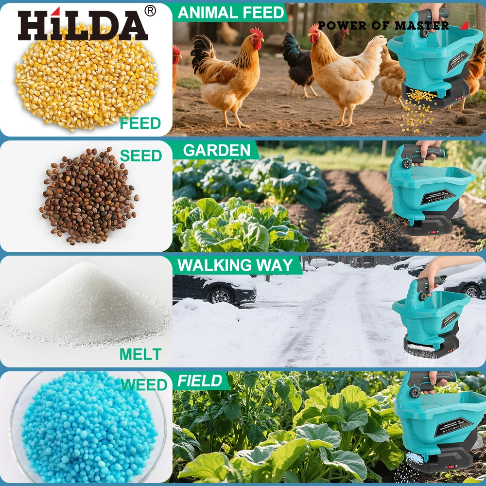 هيلدا بذارة كهربائية 6 التروس يده الأسمدة الأوتوماتيكية مفرشة قابلة للشحن حديقة أدوات كهربائية الزراعية سعة كبيرة #4
