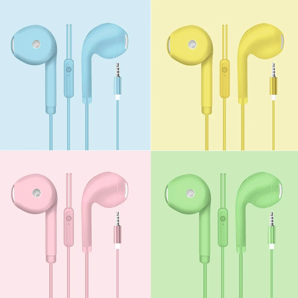 Cuffia cablata da 3,5 mm Macaron Auricolare Cuffia in-ear Musica Multicolori 1,2 m con microfono Auricolari universali per smartphone