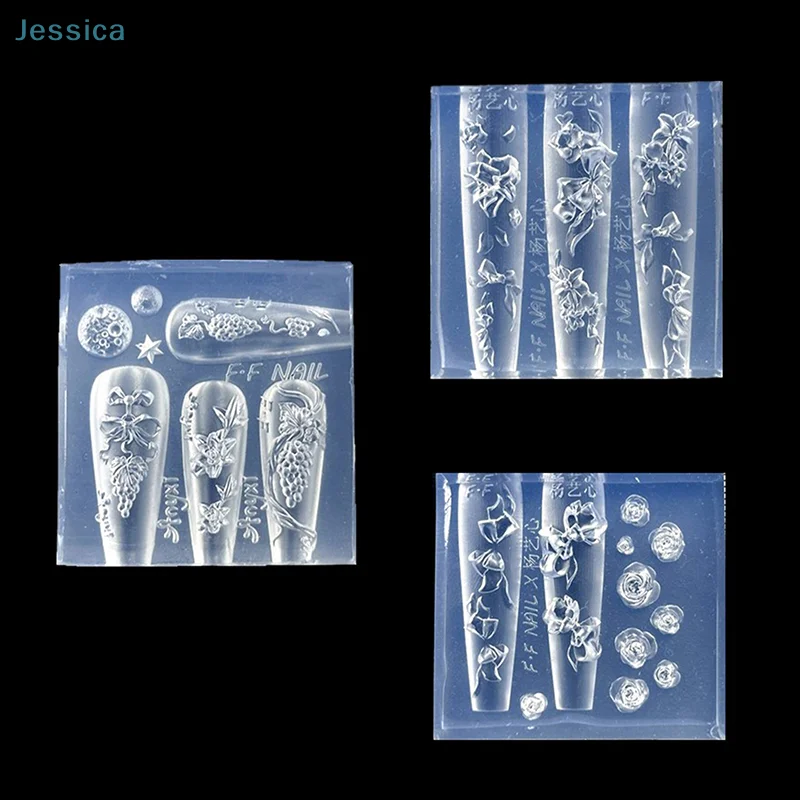 ♥ 우아한 꽃무늬 네일 아트 실리콘 몰드 - DIY 매니큐어를 위한 3D 꽃 및 나비 네일 장식 몰드, 섬세한 네일 아트 용품