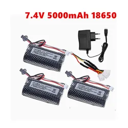 7.4V 18650 5000mah Battery for WPL MN99S D90 U12A S033g Q1 H101 SM 7.4V Battery Rc Boats Cars Tanks Drones Parts