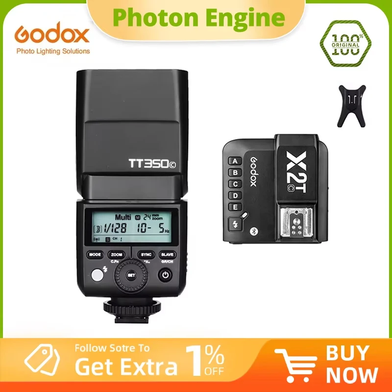 Godox TT350C TT350S TT350N TT350F TT350O TTL HSS 1/8000s Speedlight Flash مع جهاز إرسال X2T لكانون سوني نيكون فوجي أوليمبوس #1