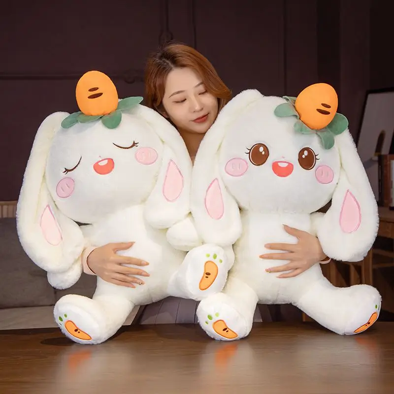 

35cm/55cm Kawaii Carrot Rabbit Plush Stuffed White Sitting Rabbit Plush Toy Baby Girl Cosplay Doll Cute Toy High Quality