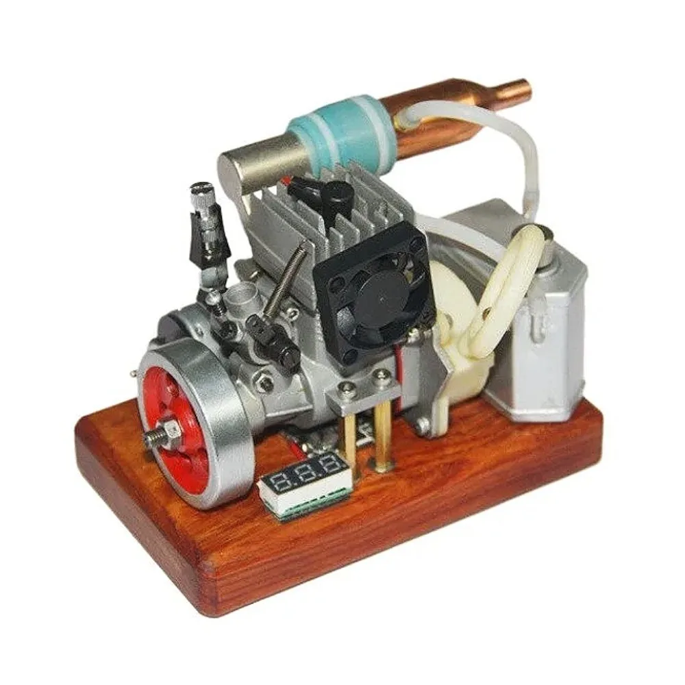 Mini Methanol 2-Stroke Engine Model Hand-pull Start 12 Stage Micro Generator Conversion with Digital Display Methanol Engine