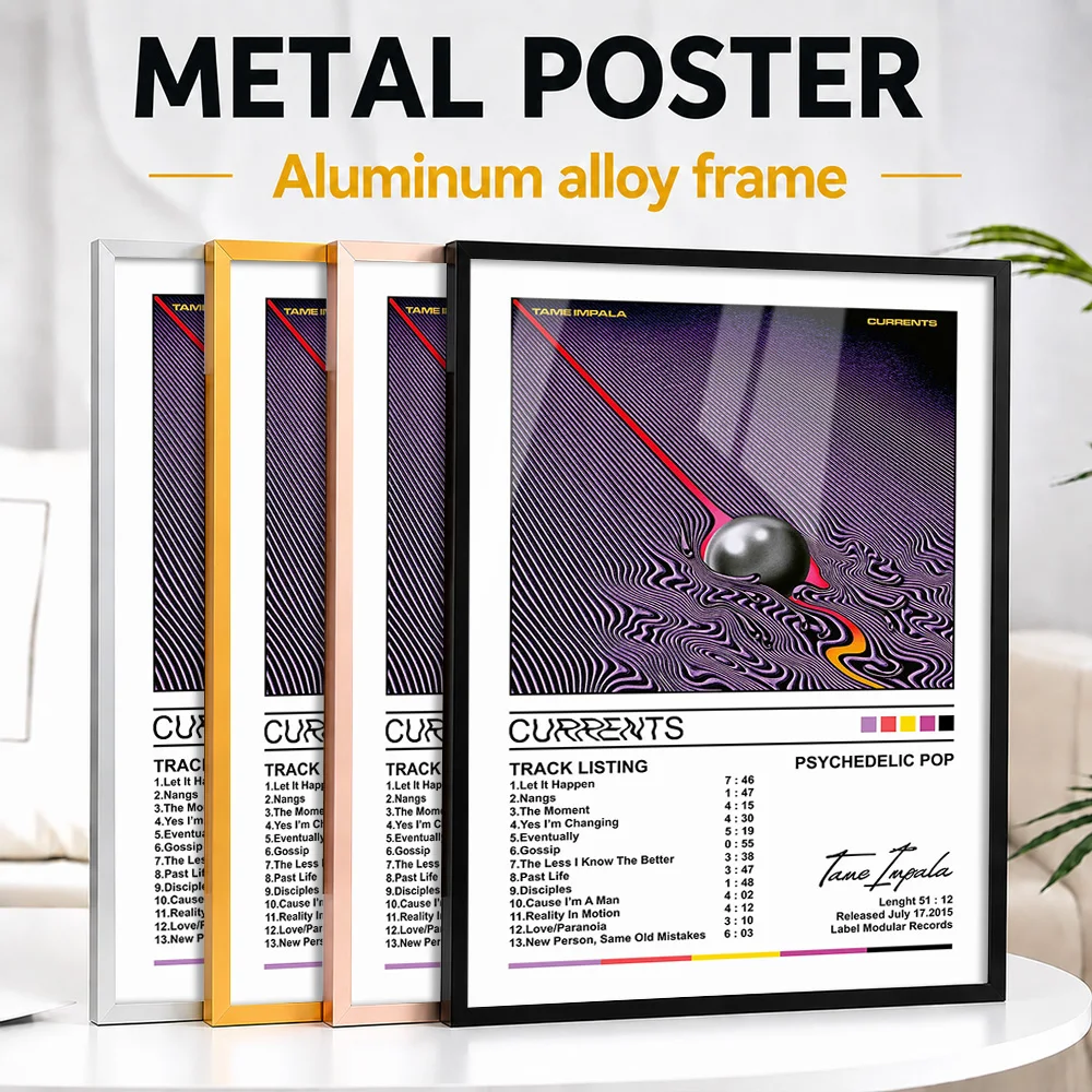 Tame Impala Currents Album Framed Metal Poster Personalized Photo Curated Sound Style Wall Art For Bedroom Ideal Birthday Gift