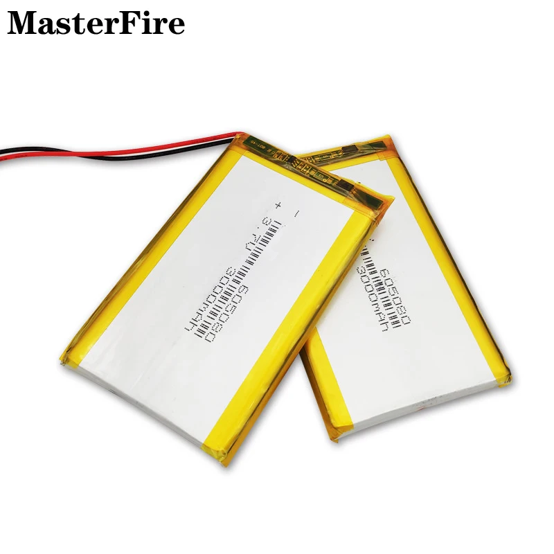 

2x 3.7V 3000mah Rechargeable Lithium Polymer Battery 605080 for Power Bank Hand Warmer Camping Light E-book Tablet PC Batteries