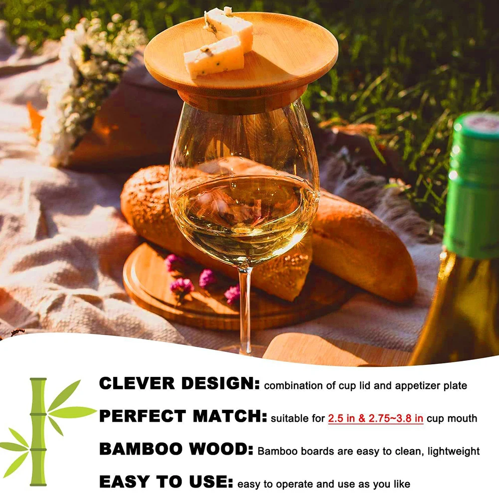 Bicchiere da vino salumi Topper rotondo in legno per bicchiere da vino Topper multifunzionale Cup Top Decor per Social Gathering Ch