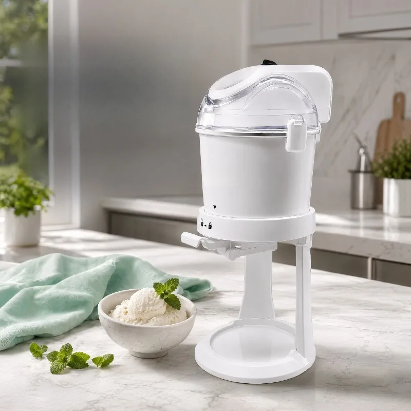 110V US Standard Pre-cool Ice Cream Maker, 1L Household DIY Cone Sorbet Making Machine, 15W