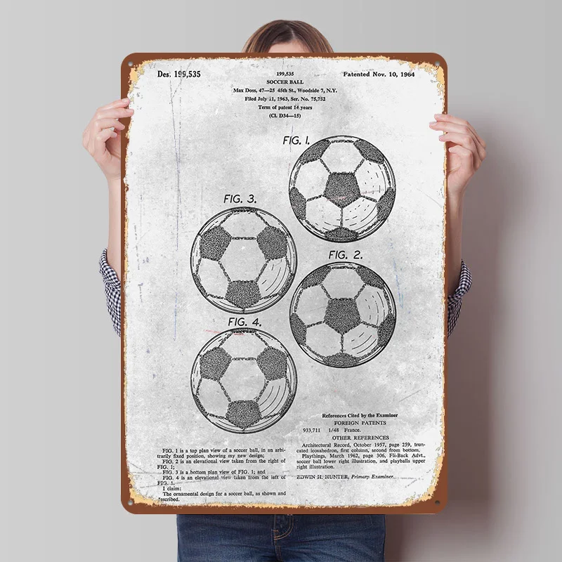 No097 Soccer Ball Printed Poster Customized Wall Art Retro Vintage Metal Tin Signs for Home Gaming Room Decoration Cozy Man Cave