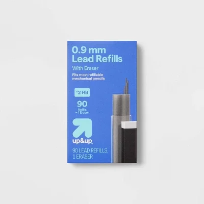 

90ct Lead Refills and 1ct Eraser -0.9mm Mechanical Pencil Refill, No. 2 Black Writing Instrument