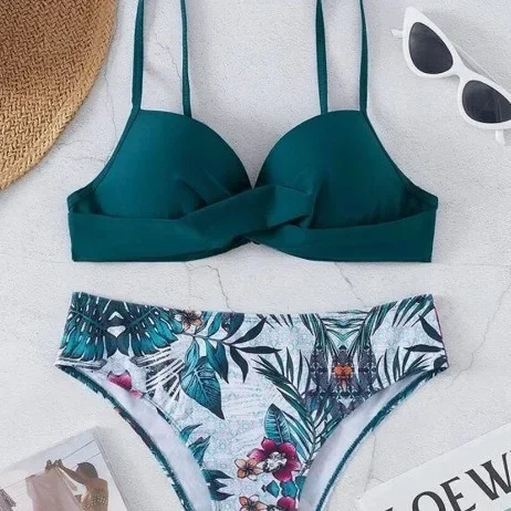 시즌 핫세일 신상 비키니 수영복 투피스 세트, 세련된 분리형 디자인 크로스보더 스타일 여성 수영복 (마)