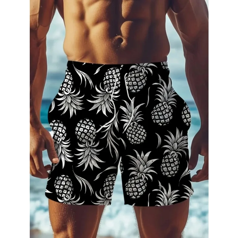 

Короткие брюки с 3D принтом фруктов и ананаса для мужчин, пляжные шорты с ярким узором, летние гавайские шорты для доски, детские плавки