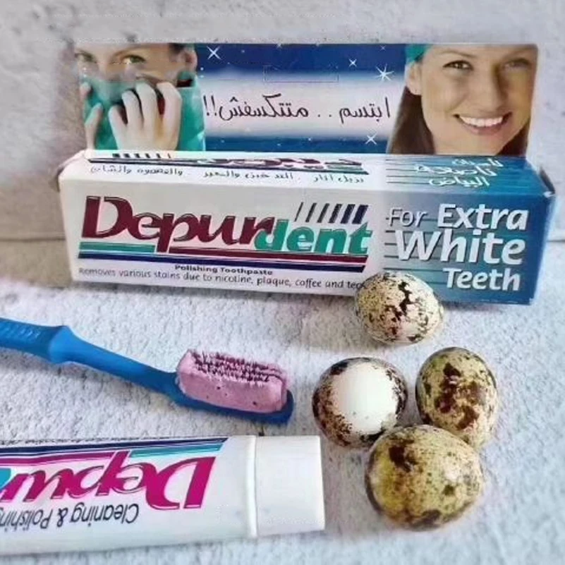 Depurdent Extra White Teeth Professional Whitening, Polishing Tartar Stain Removal Toothpaste, Whiter Teeth Freshens Breath 50g